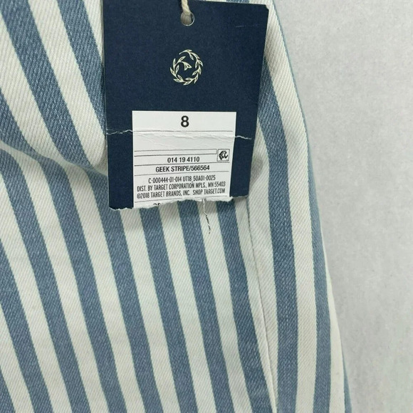 Universal Thread Shorts Women's 8 Blue White Geek Striped Hi-Rise Midi Stretch - Picture 10 of 12